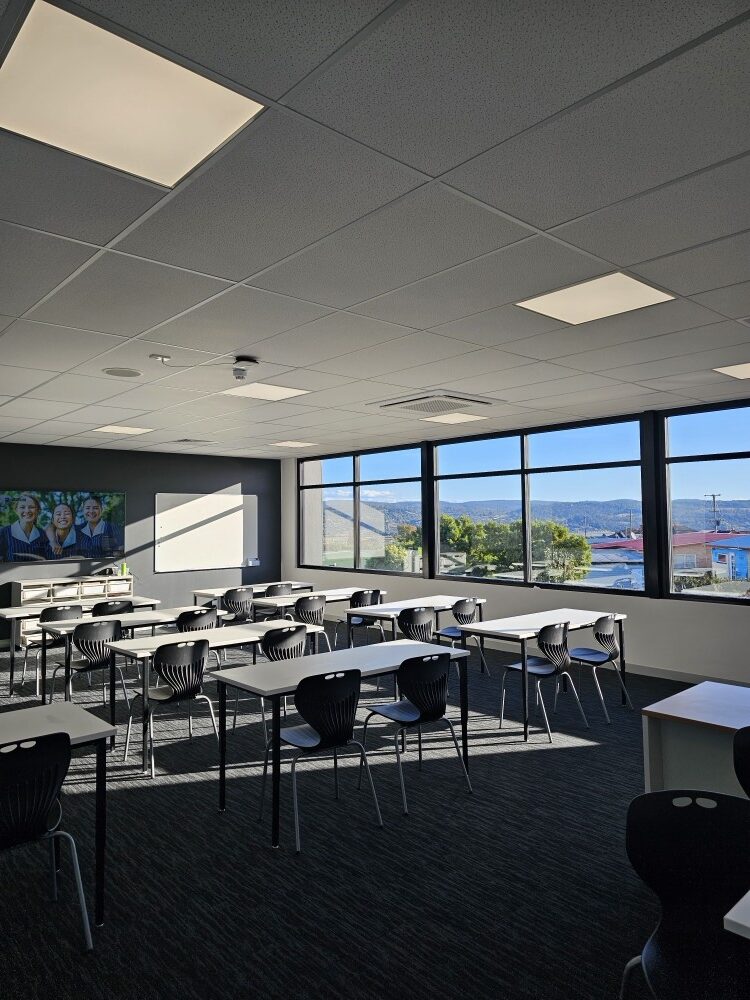 Classroom lighting and power installation