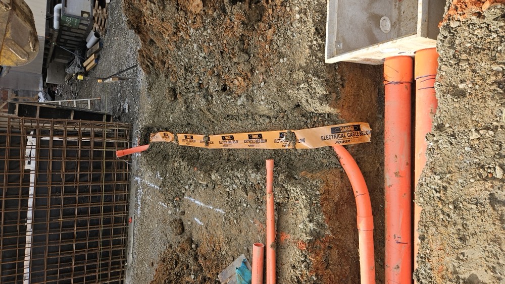 Underground electrical conduit run on a new build site